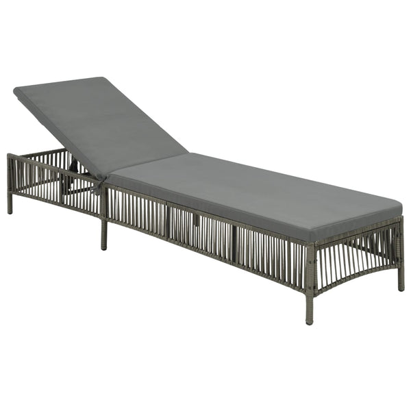 Loungers Sun Lounger With Cushion Poly Rattan Grey