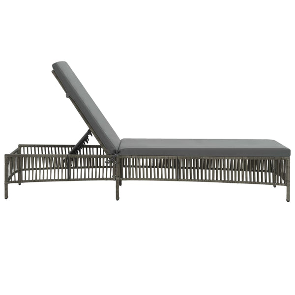 Loungers Sun Lounger With Cushion Poly Rattan Grey