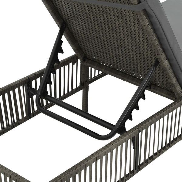 Sun Lounger With Cushion Poly Rattan Grey