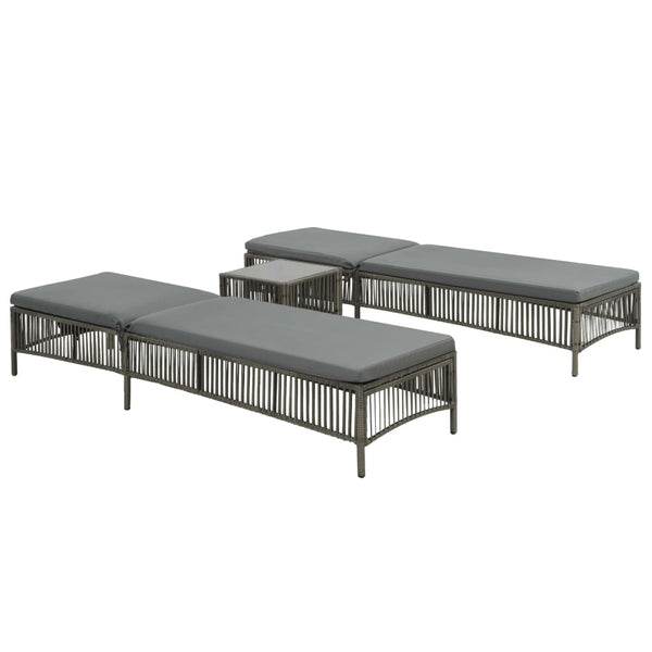 Loungers Sun 2 Pcs With Table Poly Rattan Grey