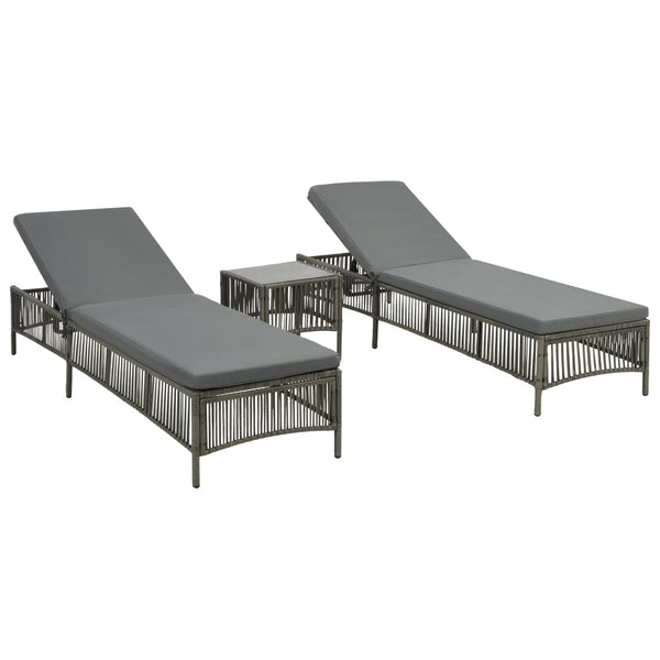 Loungers Sun 2 Pcs With Table Poly Rattan Grey