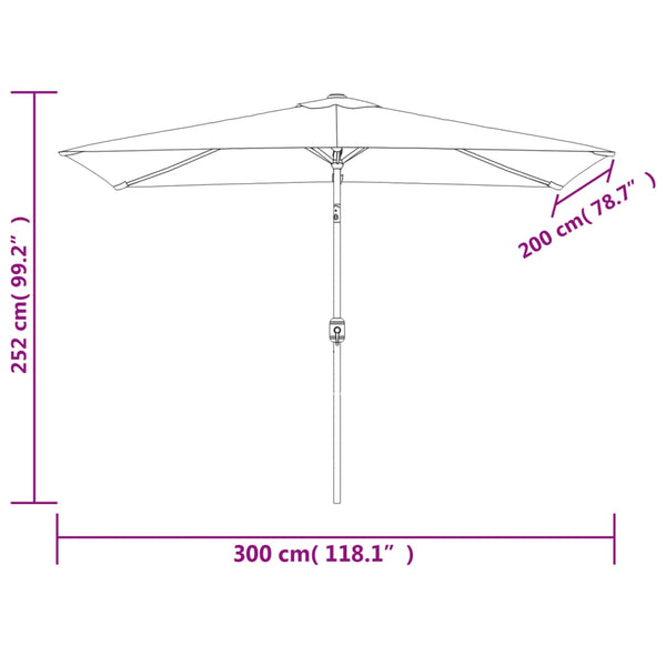 Outdoor Parasol With Metal Pole 300X200 Cm