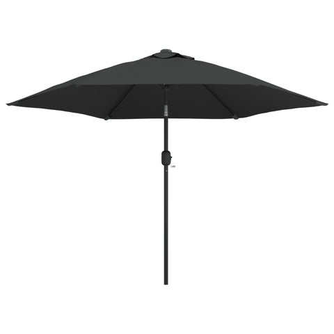 Patio Umbrellas Outdoor Parasol With Led Lights And Steel Pole 300Cm Anthracite