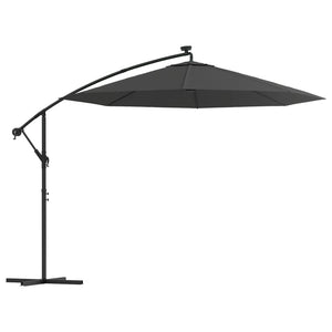 Patio Umbrellas Cantilever Umbrella Led Lights And Steel Pole 300Cm Anthracite