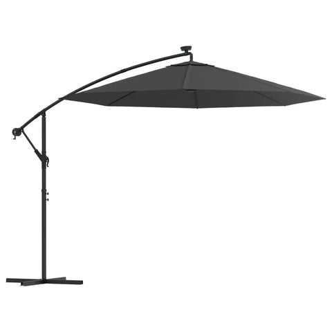 Patio Umbrellas Cantilever Umbrella Led Lights And Steel Pole 300Cm Anthracite