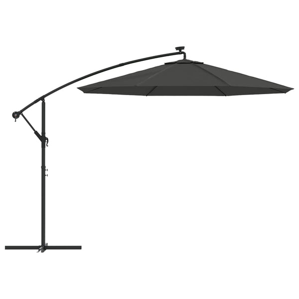 Patio Umbrellas Cantilever Umbrella Led Lights And Steel Pole 300Cm Anthracite