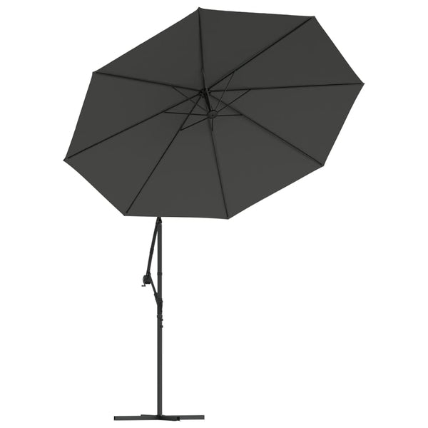 Patio Umbrellas Cantilever Umbrella Led Lights And Steel Pole 300Cm Anthracite