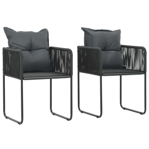 Patio Chairs Outdoor Chairs 2 Pcs With Pillows Poly Rattan Black