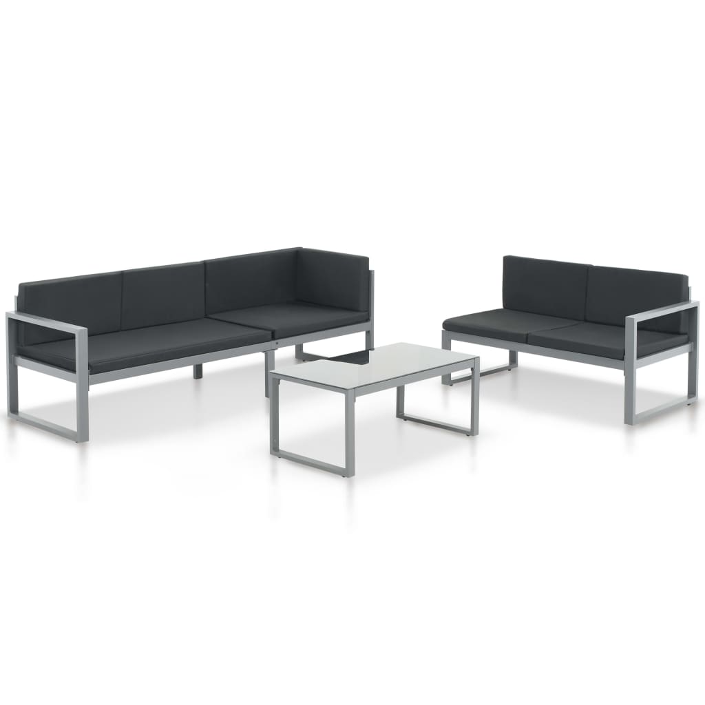 Patio Furniture Sets 3 Piece Garden Lounge Set With Cushions Aluminium Black