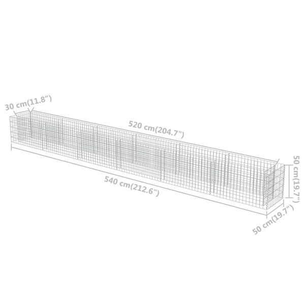 Gabion Baskets Gabion Raised Bed Galvanised Steel 540X50x50 Cm