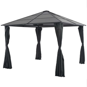 Gazebo With Curtain Aluminium 3X3 M Black