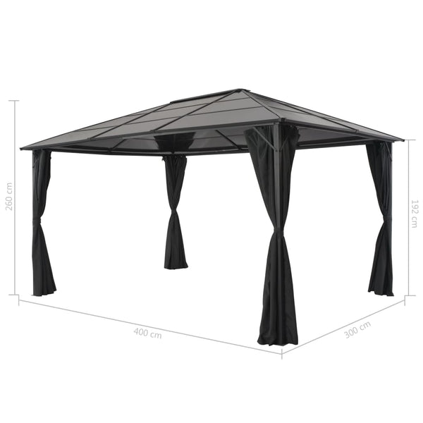 Gazebos & Pergolas Gazebo With Curtain Aluminium 4X3x2.6 M Black