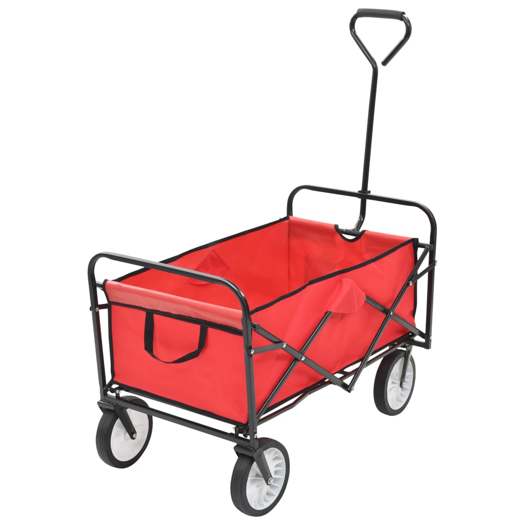 Wheelbarrows Carts Wagons Folding Hand Trolley Steel Red