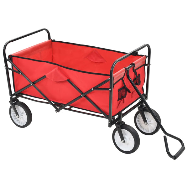 Wheelbarrows Carts Wagons Folding Hand Trolley Steel Red