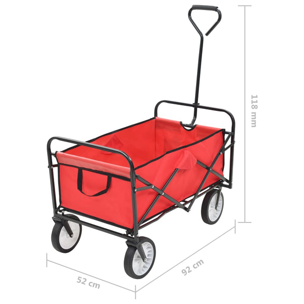 Wheelbarrows Carts Wagons Folding Hand Trolley Steel Red