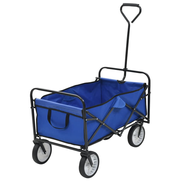 Wheelbarrows Carts Wagons Folding Hand Trolley Steel Blue