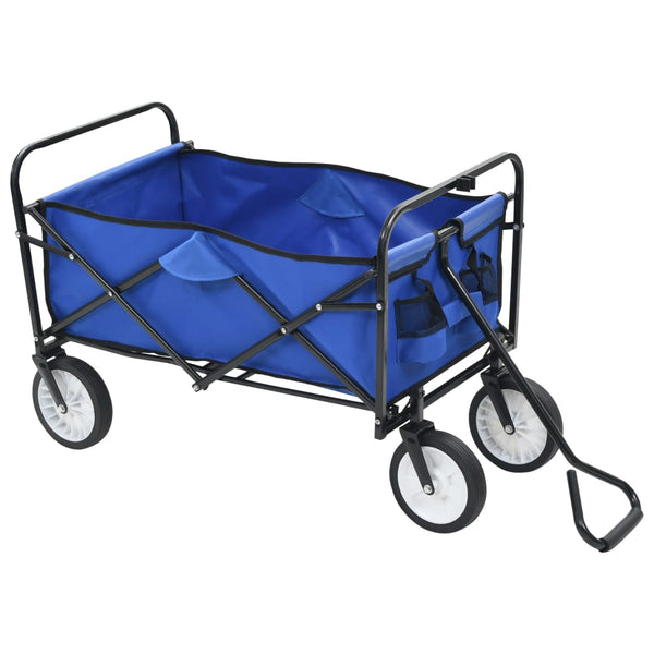 Wheelbarrows Carts Wagons Folding Hand Trolley Steel Blue