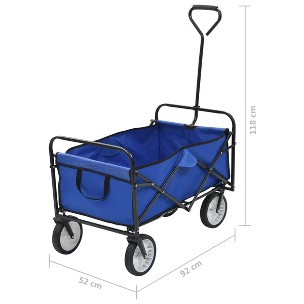 Wheelbarrows Carts Wagons Folding Hand Trolley Steel Blue