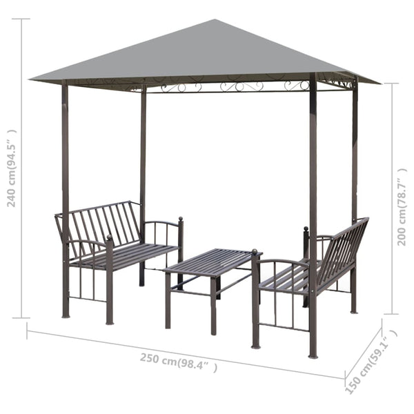 Garden Pavilion With Table And Benches 2.5X1.5X2.4 M Anthracite