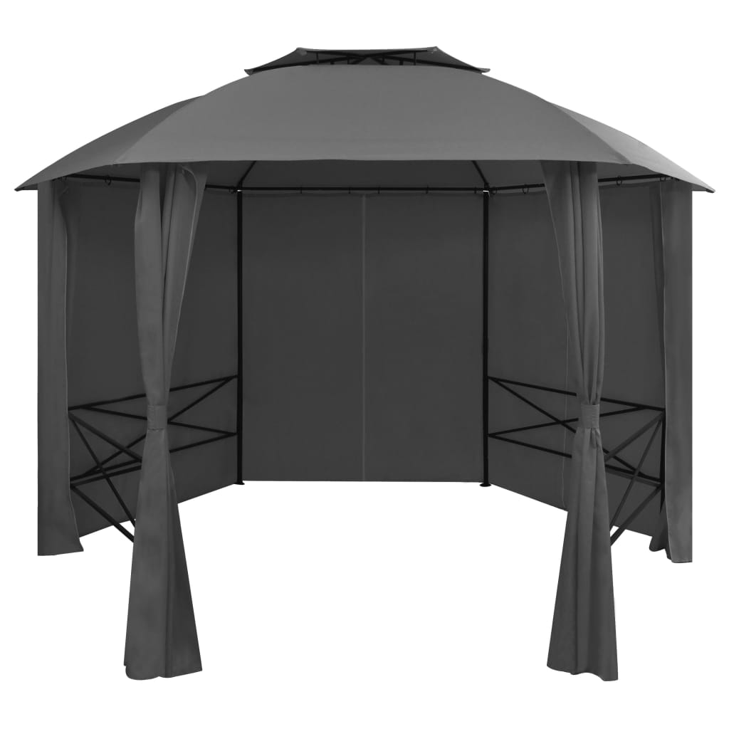 Marquees Garden Marquee Pavilion Tent With Curtains Hexagonal 360X265 Cm