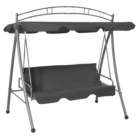 Swing Seats Outdoor Convertible Swing Bench With Canopy Anthracite 198X120x205 Cm Steel