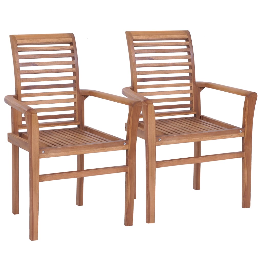 Dining Chairs Stacking 2 Pcs Solid Teak