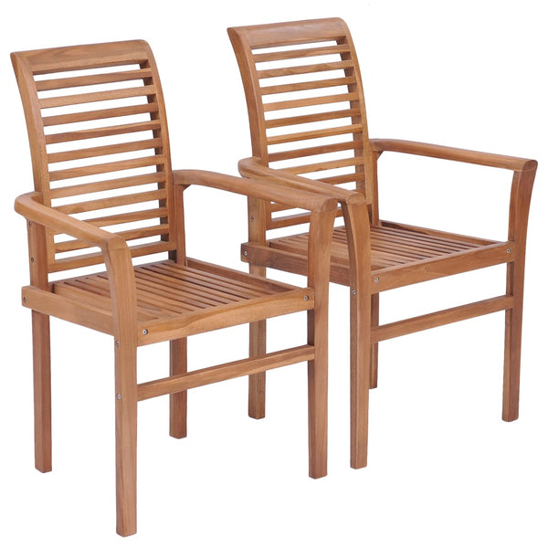 Dining Chairs Stacking 2 Pcs Solid Teak