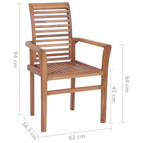 Dining Chairs Stacking 2 Pcs Solid Teak