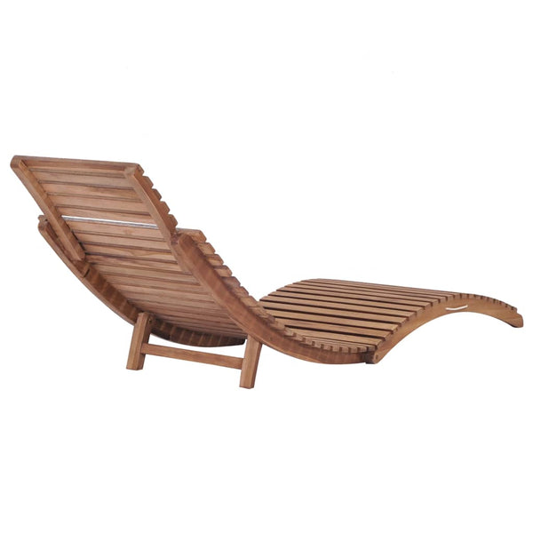 Loungers Folding Sun Lounger Solid Teak Wood