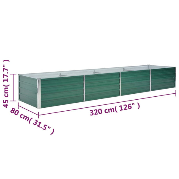 Raised Garden Beds Garden Raised Bed Galvanised Steel 320X80x45 Cm Green