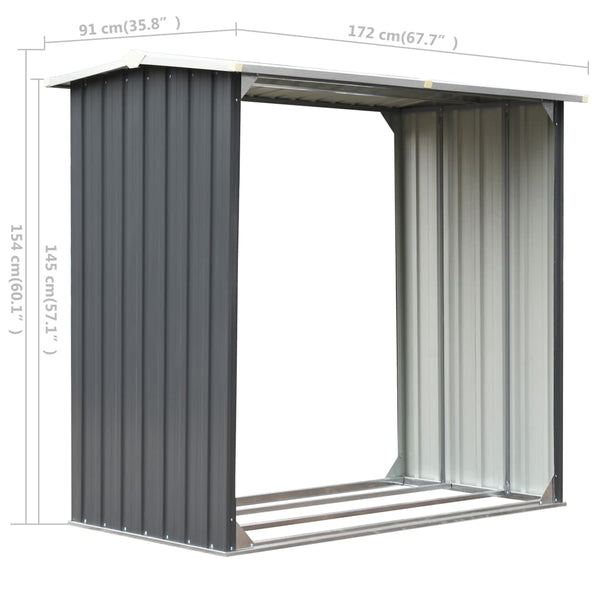 Sheds Summerhouses Carports Garden Log Storage Shed Galvanised Steel 172X91x154 Cm Grey