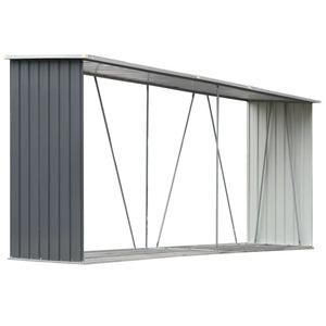 Sheds Summerhouses Carports Garden Log Storage Shed Galvanised Steel 330X84x152 Cm Grey