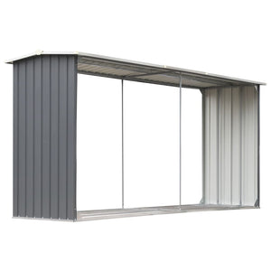 Sheds Summerhouses Carports Garden Log Storage Shed Galvanised Steel 330X92x153 Cm Grey