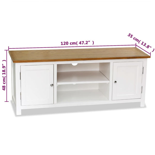 TV Stands & Entertainment Units Tv Cabinet 120X35x48 Cm Solid Oak Wood