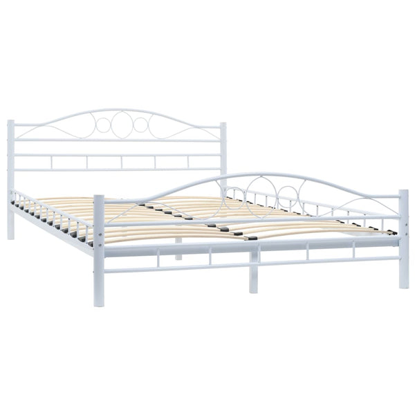 Single Bed Frames Bed Frame White Metal 137X187 Cm Double Size