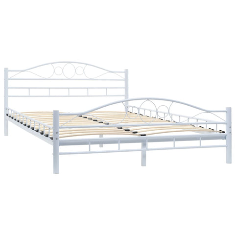 Single Bed Frames Bed Frame White Metal 137X187 Cm Double Size