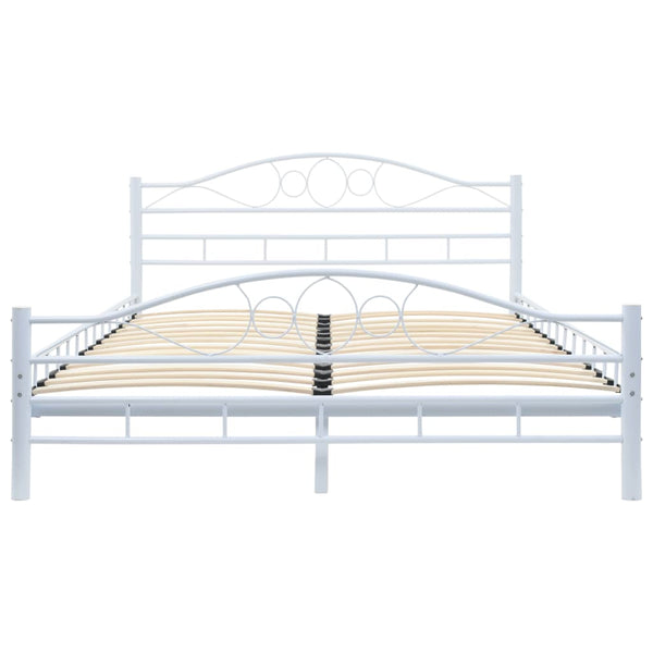 Single Bed Frames Bed Frame White Metal 137X187 Cm Double Size