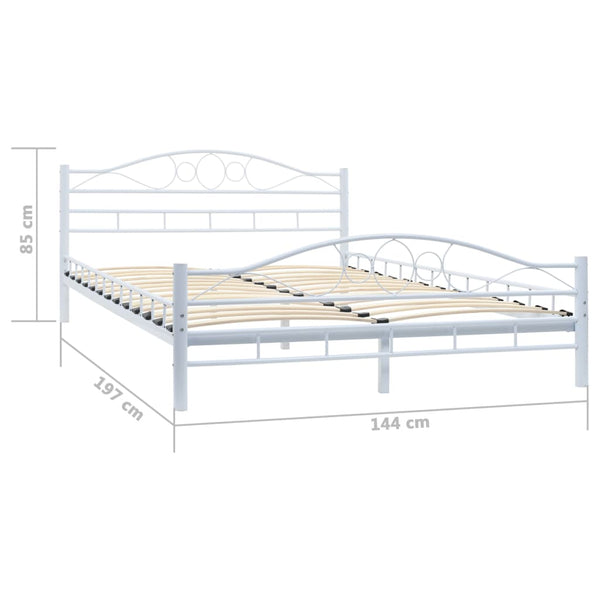 Single Bed Frames Bed Frame White Metal 137X187 Cm Double Size