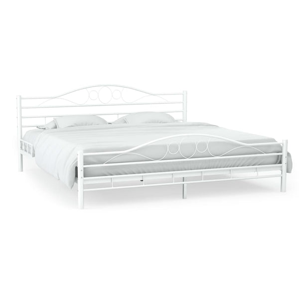 Single Bed Frames Bed Frame White Metal 137X187 Cm Double Size