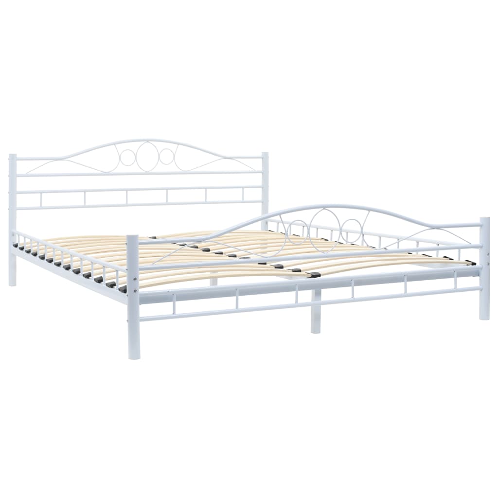 Queen Bed Frames Bed Frame White Metal 153X203 Cm Queen Size