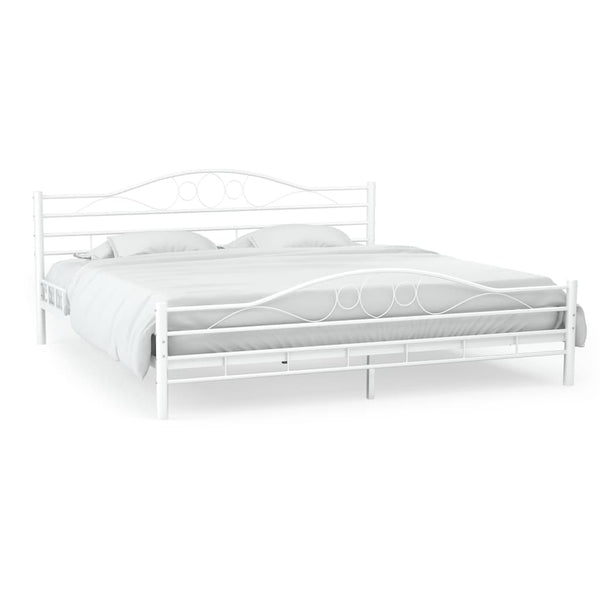 Queen Bed Frames Bed Frame White Metal 153X203 Cm Queen Size