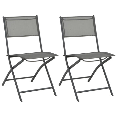 Patio Chairs Folding Outdoor Chairs 2 Pcs Steel And Textilene