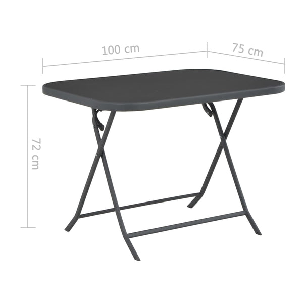 Patio & Garden Tables Folding Garden Table Grey 100X75x72 Cm Glass And Steel