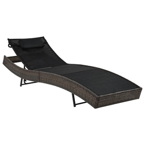 Loungers Sun Lounger With Pillow Poly Rattan Brown