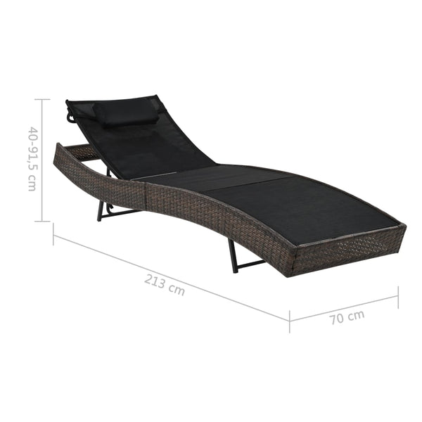 Loungers Sun Lounger With Pillow Poly Rattan Brown