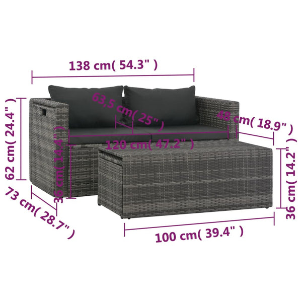 Patio Furniture Sets 6 Piece Garden Lounge Set With Cushions Poly Rattan Grey