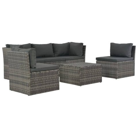 Patio Furniture Sets 4 Piece Garden Lounge Set With Cushions Poly Rattan Grey