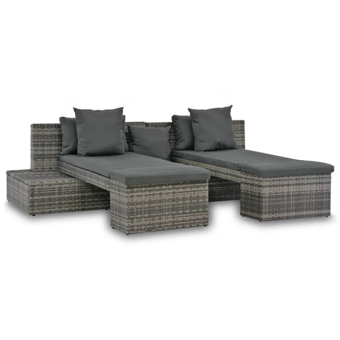 Patio Furniture Sets 4 Piece Garden Lounge Set With Cushions Poly Rattan Grey