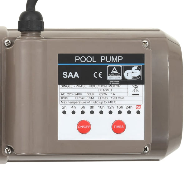 Pool Pumps Pool Pump With Timer Black 0.25 Hp 8000 L/H