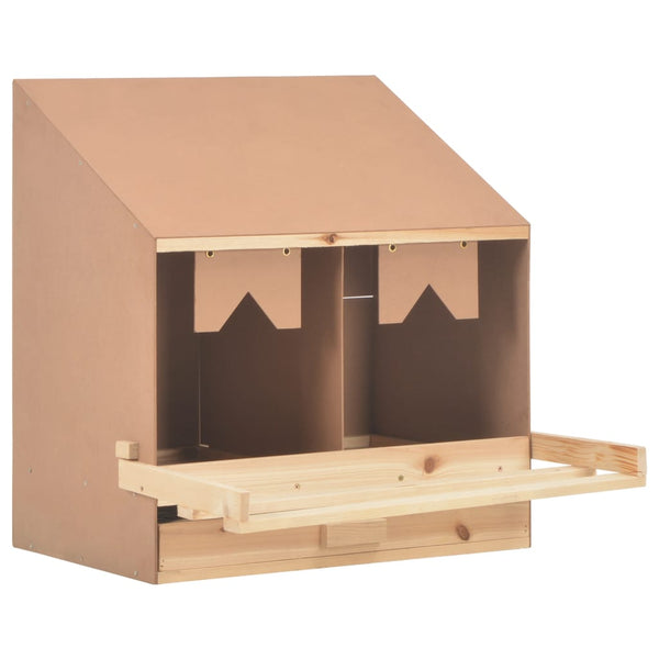 Poultry Cages Chicken Laying Nest 2 Compartments 63X40x65 Cm Solid Pine Wood